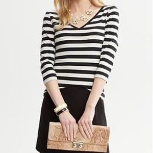 NWT Banana Republic double V neck striped top